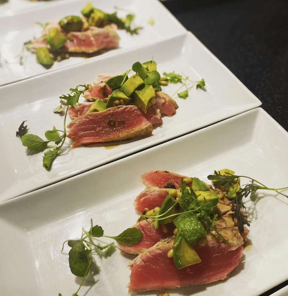 Tuna starters served to guests on a yacht
