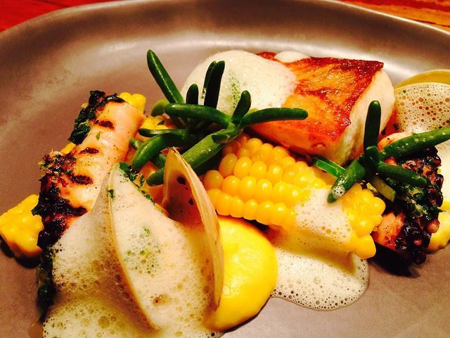 @the_kiwi_travelling_chef Spainish mackerel, octopus, clams, sweet corn and sea herbs. 2014 _____________________________​​​​​​​​
​​​​​​​​
.​​​​​​​​
.​​​​​​​​
.​​​​​​​​
.​​​​​​​​
.​​​​​​​​
​​​​​​​​
#chef #food #foodporn #foodie #cheflife #instafood #cooking #foodphotography #foodlover #cusine #foodstagram #foodblogger #restaurant #instagood #cook #gourmet #professionalchefs #cheflife #chefstalk​​​​​​​​
#chefsoninstagram #thebestchef #chefsroll #colors​​​​​​​​
#foodporn #discoveringchefs #culinaryarts​​​​​​​​
#chefsplateform #chefseye #theartofplating​​​​​​​​
#foodstagram